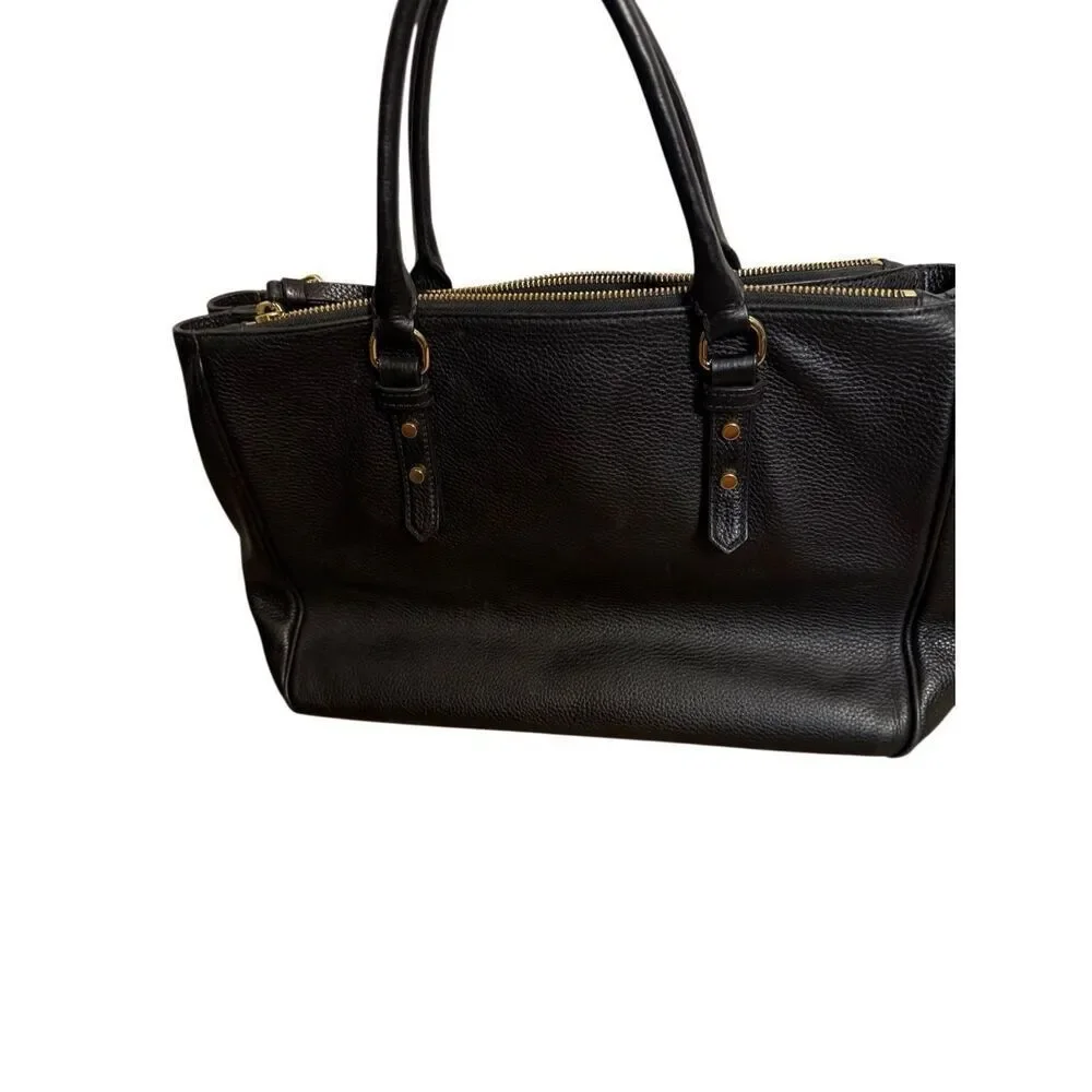 Kate Spade Pebbled Leather Double Zipper Closure Satchel Black